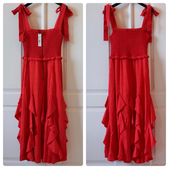 ALICE + OLIVIA Jocelyn Tie Shoulder Midi Dress - Picture 8 of 10